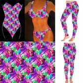 Virágmintás fürdőruha anyag - #43 PURPLE